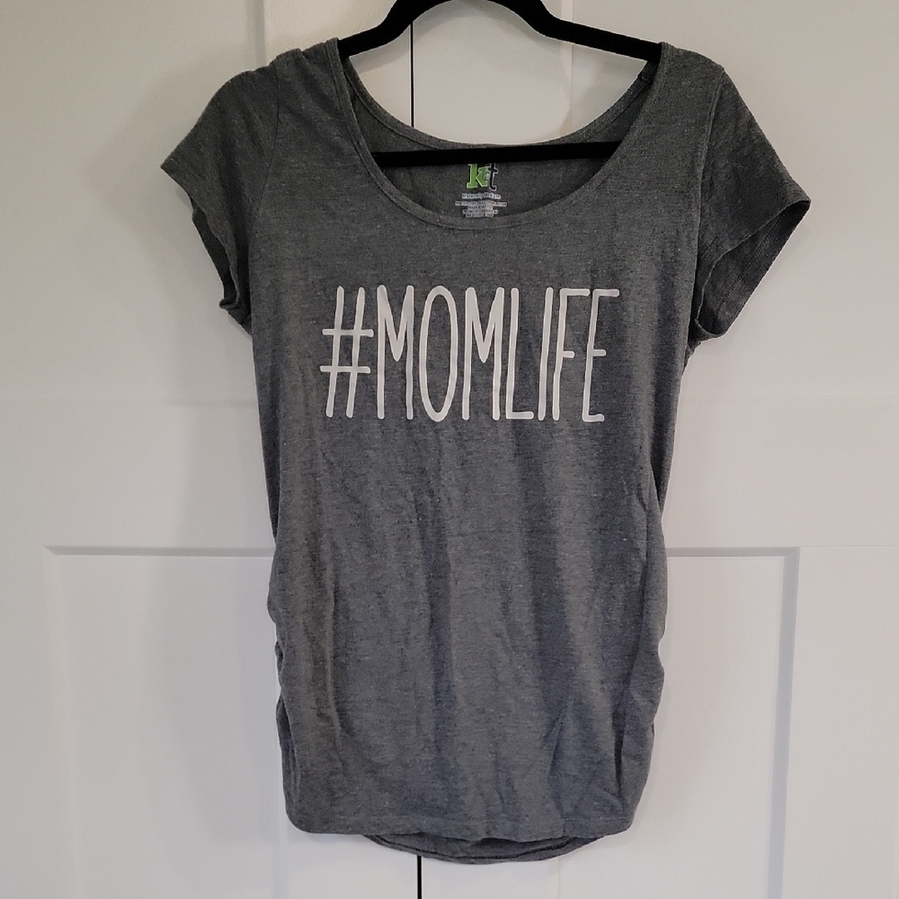 Gray #MomLife Maternity T-Shirt